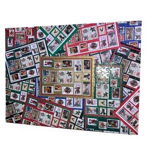 Hallmark Complete 500 pc Jigsaw Puzzle Holiday Traditions Christmas USPS Stamps